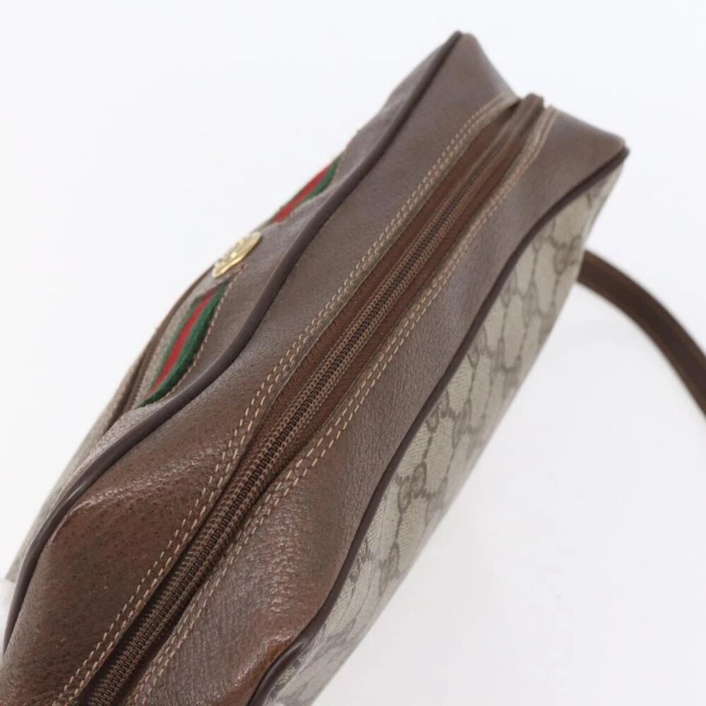 GUCCI GG Supreme Web Sherry Line Shoulder Bag PVC Beige Red Green Auth 97406 - Picture 7 of 16